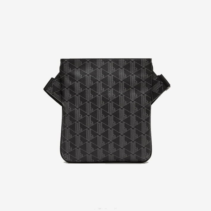 hombres Lacoste 6F241941 monograma noir gris h45 bolsa de hombro con estampado de monograma