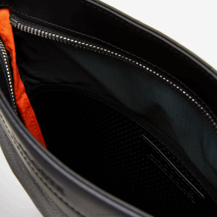 hombres Lacoste 6F241941 monograma noir gris h45 bolsa de hombro con estampado de monograma