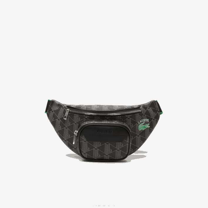 hombres Lacoste 6F241949 mono noir gris estragon l83 riñonera con monograma estampado hombres Lacoste 6F241949 mono noir gris estragon l83 riñonera con monograma estampado