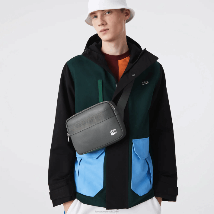hombres Lacoste 6F241957 sombra oscura j37 bolso reporter con borde en contraste hombres Lacoste 6F241957 sombra oscura j37 bolso reporter con borde en contraste