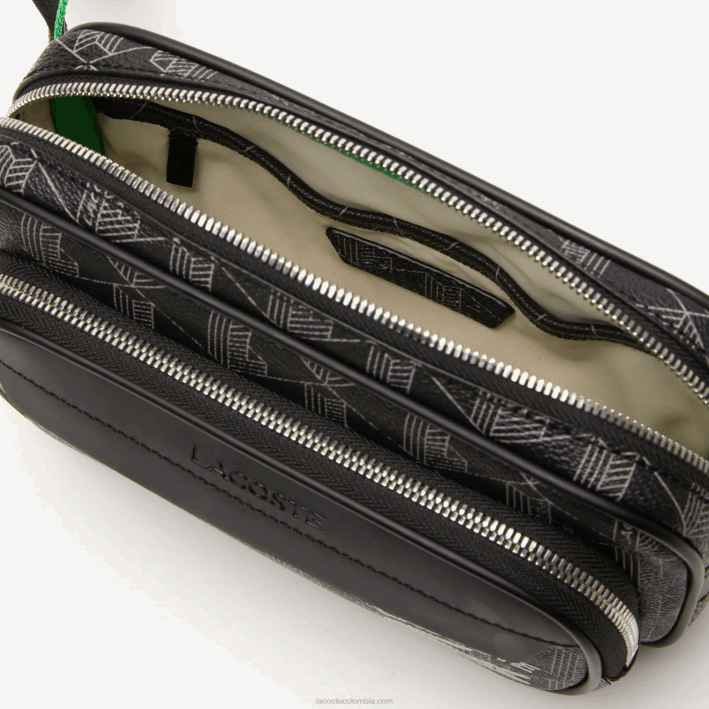 hombres Lacoste 6F241961 mono noir gris estragon l83 bandolera con estampado de monogramas the blend: pequeña