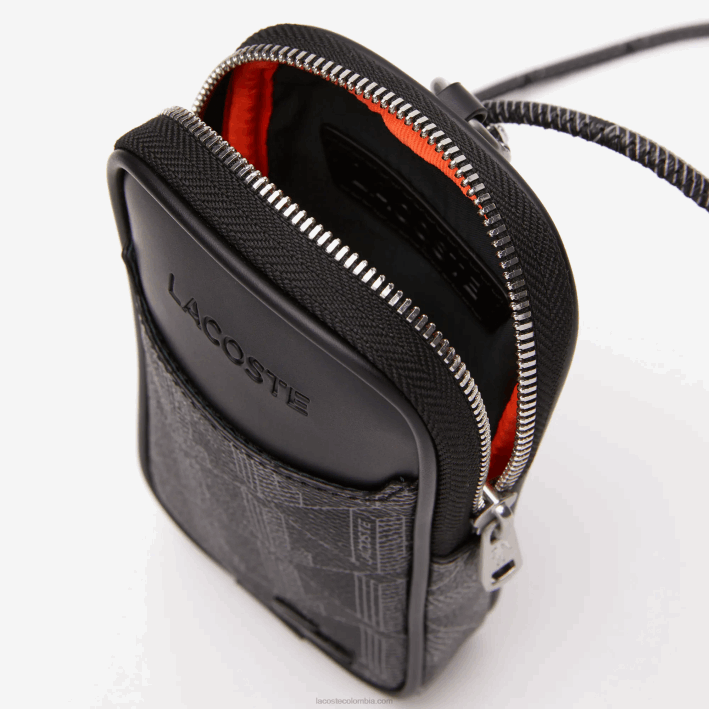 hombres Lacoste 6F241985 monograma noir gris h45 soporte para smartphone con estampado de monograma blend