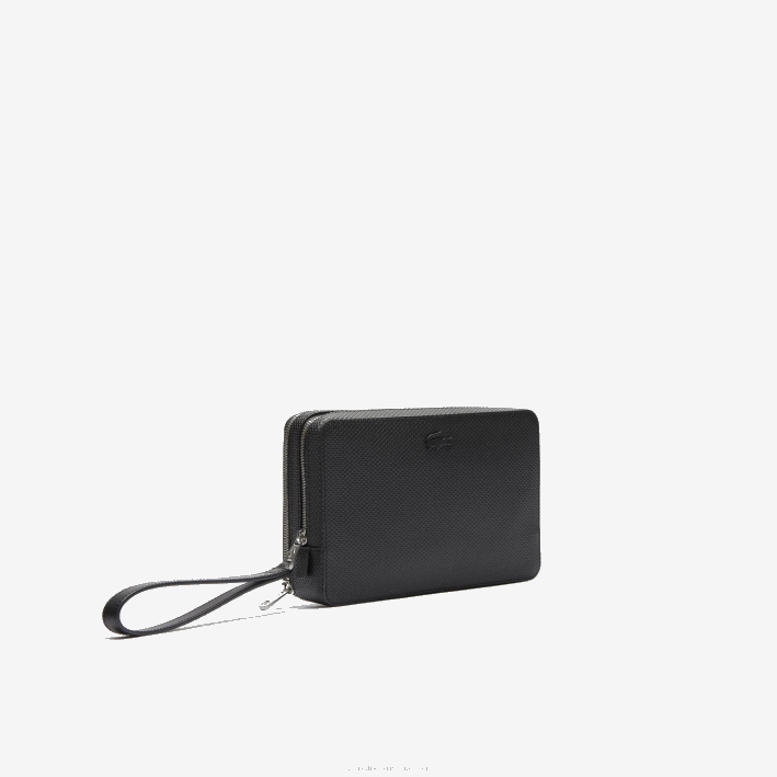 hombres Lacoste 6F242009 negro 000 bolsa de piel de piqué chantaco con cremallera