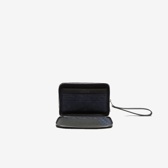 hombres Lacoste 6F242009 negro 000 bolsa de piel de piqué chantaco con cremallera