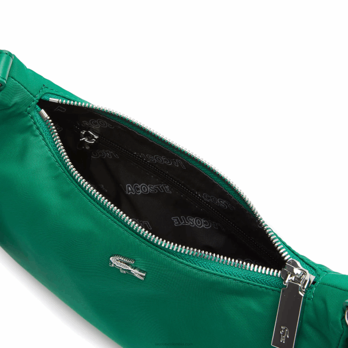 hombres Lacoste 6F242019 estival blanco j28 bolso de hombro de nailon con correa de piel de cocodrilo de metal