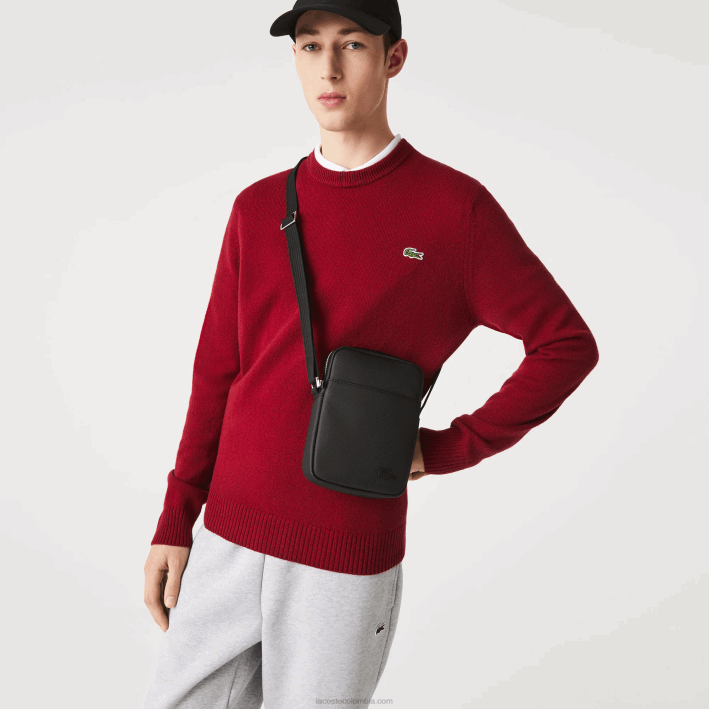 hombres Lacoste 6F242023 negro 000 bolso clásico de petit piqué con cremallera vertical hombres Lacoste 6F242023 negro 000 bolso clásico de petit piqué con cremallera vertical