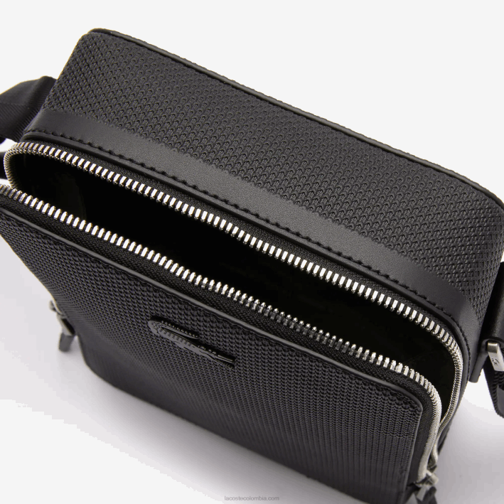 hombres Lacoste 6F242025 negro 000 bolso cámara vertical chantaco de piel cosida mate