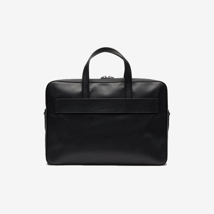 hombres Lacoste 6F242030 negro 000 l.12.12 bolsa de ordenador de cuero con correa de hombro desmontable