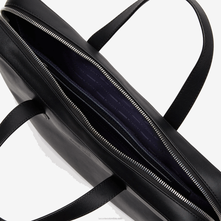 hombres Lacoste 6F242030 negro 000 l.12.12 bolsa de ordenador de cuero con correa de hombro desmontable