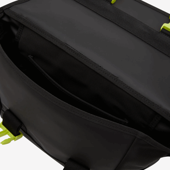 hombres Lacoste 6F242036 negro lima k68 bolsa messenger repelente al agua con estampado de la firma