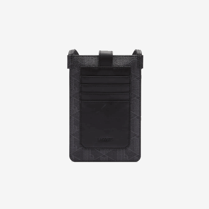 hombres Lacoste 6F242037 monograma noir gris h45 estuche para smartphone de lona con monograma blend