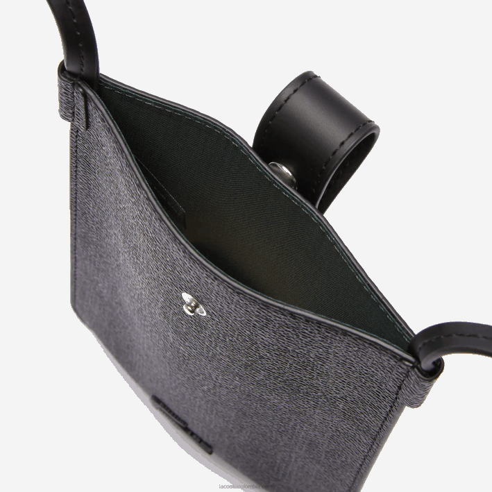 hombres Lacoste 6F242037 monograma noir gris h45 estuche para smartphone de lona con monograma blend