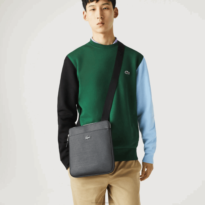 hombres Lacoste 6F242039 negro 000 Bolso flat zip chantaco de piel mate piqué hombres Lacoste 6F242039 negro 000 Bolso flat zip chantaco de piel mate piqué