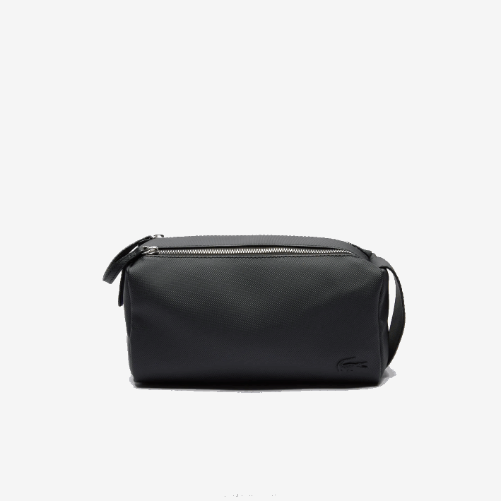 hombres Lacoste 6F242053 negro 000 neceser clásico petit piqué doble cremallera hombres Lacoste 6F242053 negro 000 neceser clásico petit piqué doble cremallera