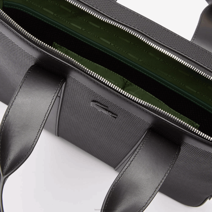 hombres Lacoste 6F242074 negro 000 Bolso ordenador extrafino de piel piqué chantaco