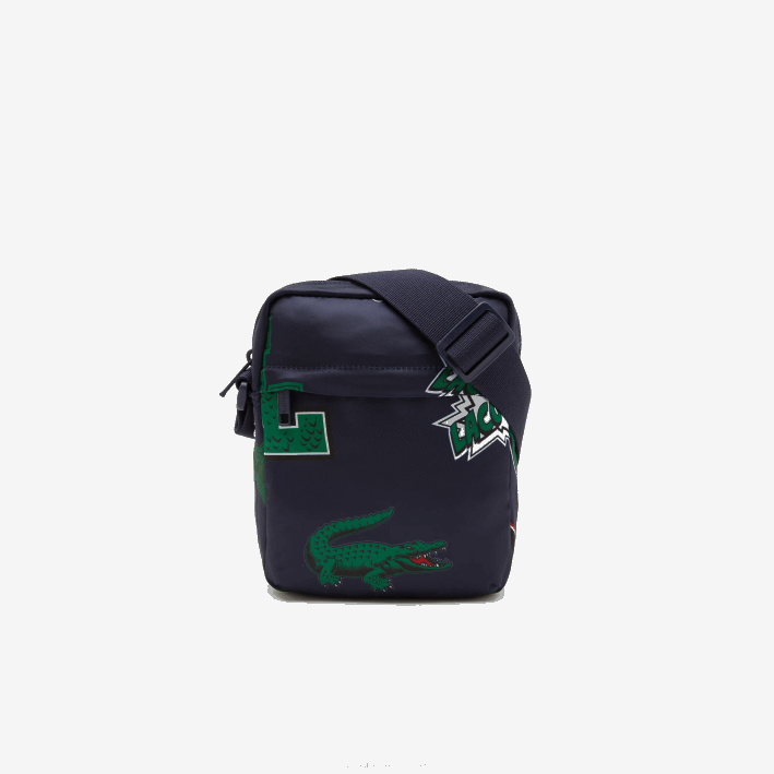 hombres Lacoste 6F242092 marino 166 cocodrilo por toda la prenda l25 bolsa cámara vertical con estampado de cómic