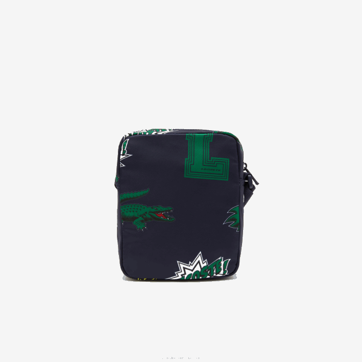 hombres Lacoste 6F242092 marino 166 cocodrilo por toda la prenda l25 bolsa cámara vertical con estampado de cómic