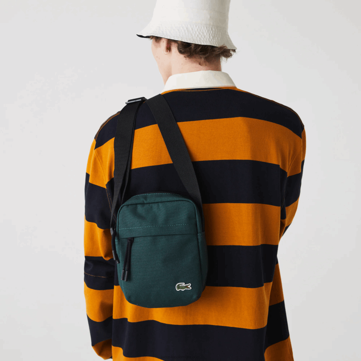 hombres Lacoste 6F242119 plumaje negro g81 bolso multiusos vertical de lona neocroc