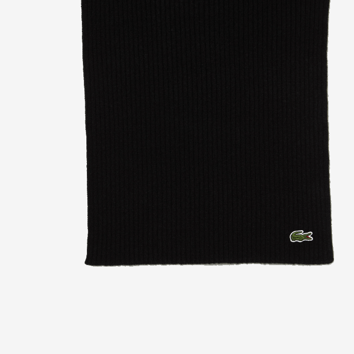 hombres Lacoste 6F242283 negro 031 bufanda de canalé de lana