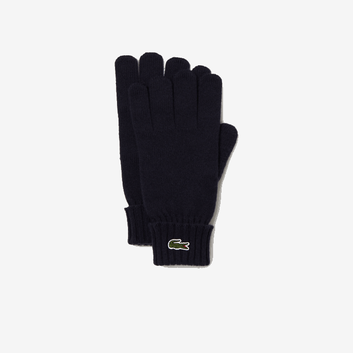 hombres Lacoste 6F242335 azul marino 166 guantes de jersey de lana