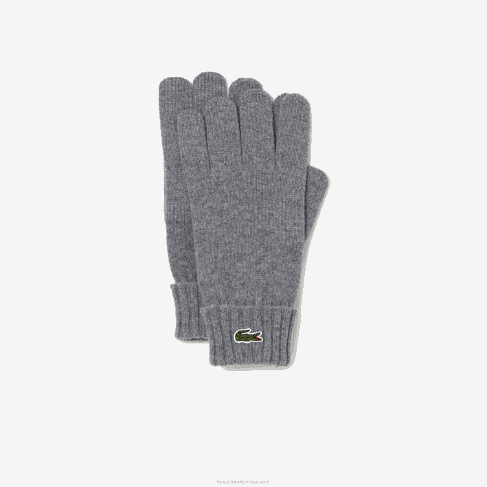 hombres Lacoste 6F242337 lomo gris yrd guantes de jersey de lana