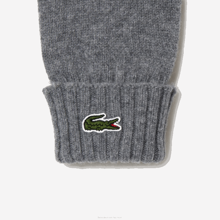 hombres Lacoste 6F242337 lomo gris yrd guantes de jersey de lana