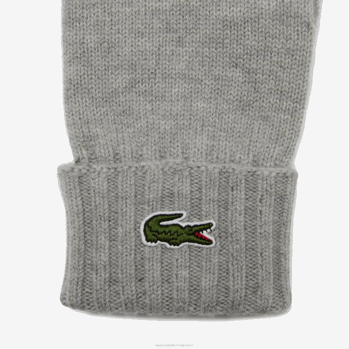 hombres Lacoste 6F242337 lomo gris yrd guantes de jersey de lana