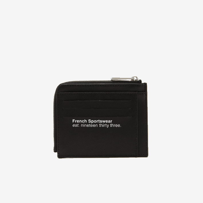 hombres Lacoste 6F242134 negro 000 tarjetero con cremallera y inscripción en contraste