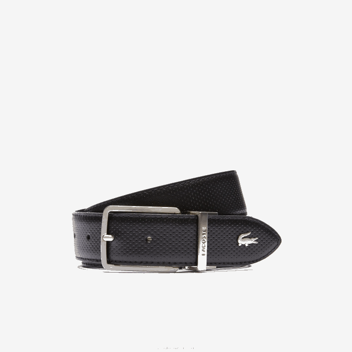 hombres Lacoste 6F242077 negro 000 cinturón reversible de piel piqué con hebilla grabada hombres Lacoste 6F242077 negro 000 cinturón reversible de piel piqué con hebilla grabada
