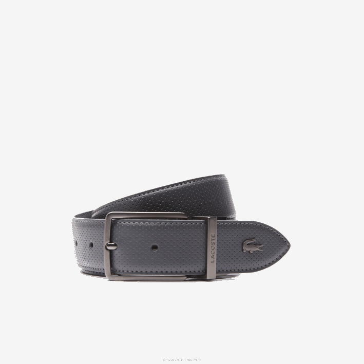 hombres Lacoste 6F242078 sombra oscura j37 cinturón reversible de piel piqué con hebilla grabada hombres Lacoste 6F242078 sombra oscura j37 cinturón reversible de piel piqué con hebilla grabada