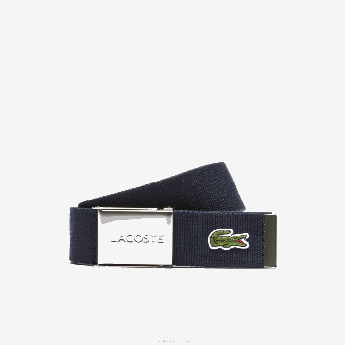 hombres Lacoste 6F242081 166 cinturón tejido con hebilla grabada hombres Lacoste 6F242081 166 cinturón tejido con hebilla grabada