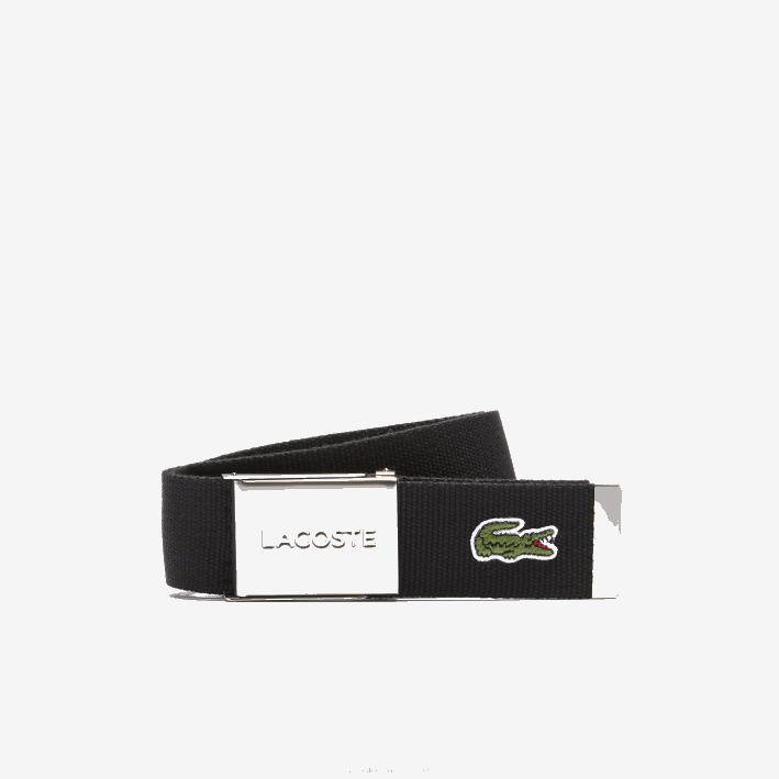 hombres Lacoste 6F242082 31 cinturón tejido con hebilla grabada hombres Lacoste 6F242082 31 cinturón tejido con hebilla grabada