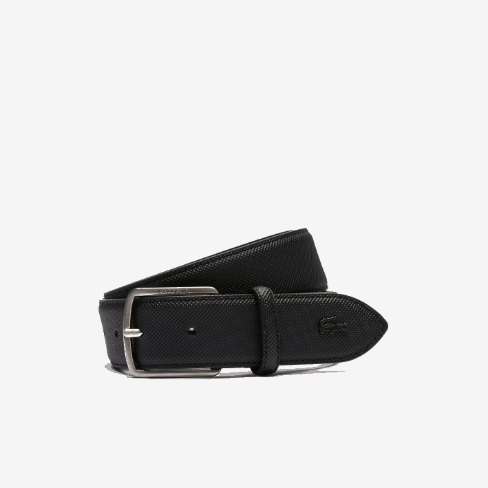 hombres Lacoste 6F242087 negro 000 cinturón de lona de piqué con hebilla grabada hombres Lacoste 6F242087 negro 000 cinturón de lona de piqué con hebilla grabada