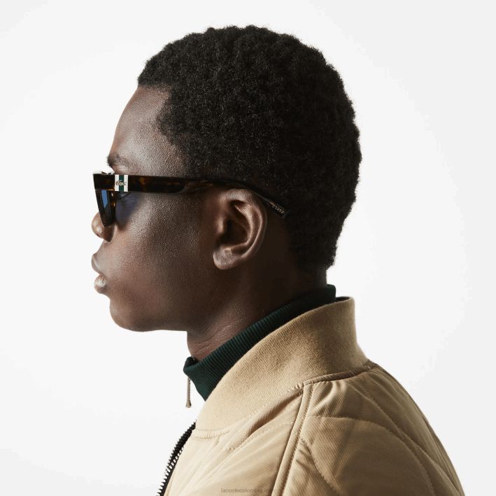 hombres Lacoste 6F242184 habana mate 230 gafas de sol estilo escamas rectangulares de acetato l.12.12