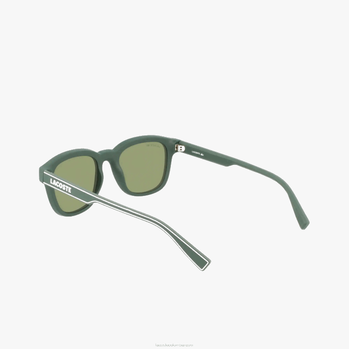 hombres Lacoste 6F242306 verde mate 301 lentes de sol rectangulares active line