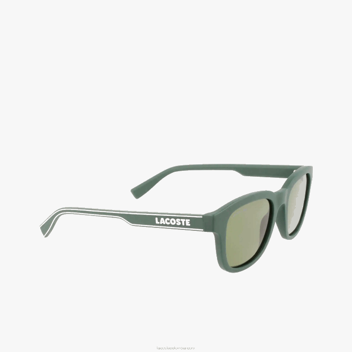 hombres Lacoste 6F242306 verde mate 301 lentes de sol rectangulares active line