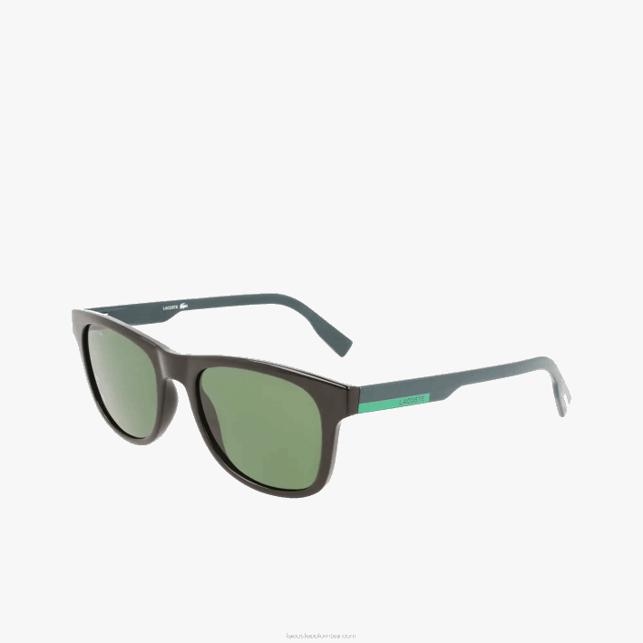 hombres Lacoste 6F242308 negro mate 001 lentes de sol rectangulares con diseño colour block