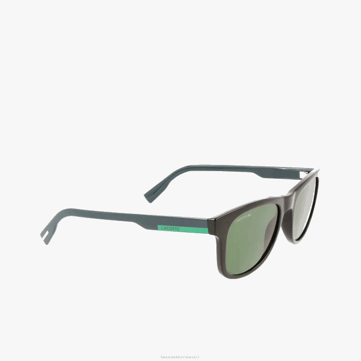 hombres Lacoste 6F242308 negro mate 001 lentes de sol rectangulares con diseño colour block