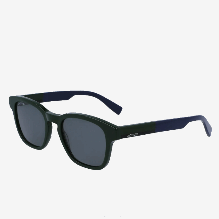 hombres Lacoste 6F242347 verde 300 gafas de sol rectangulares de acetato con tacto textil