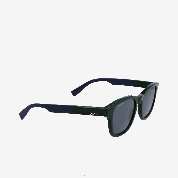 hombres Lacoste 6F242347 verde 300 gafas de sol rectangulares de acetato con tacto textil