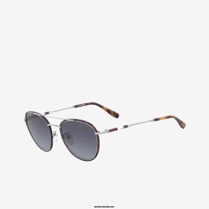 hombres Lacoste 6F242913 plata mate 045 gafas de sol colección novak djokovic de metal ovalado