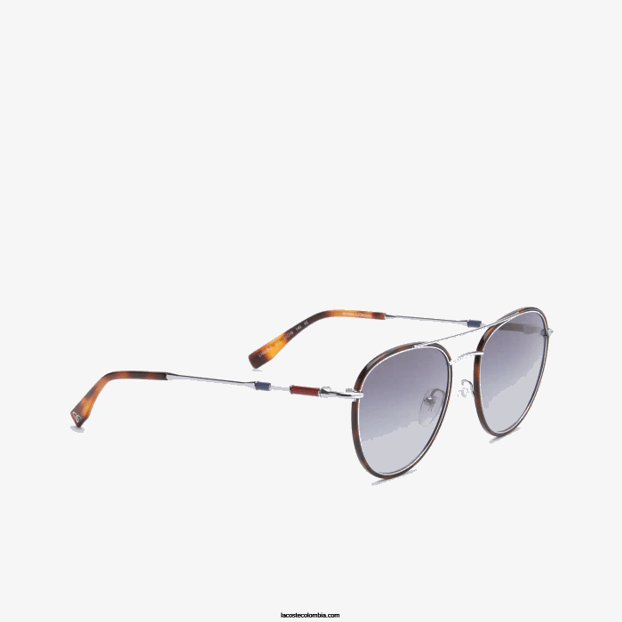 hombres Lacoste 6F242913 plata mate 045 gafas de sol colección novak djokovic de metal ovalado