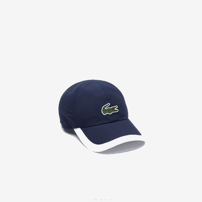hombres Lacoste 6F241932 azul marino blanco 525 gorra deportiva ligera con borde en contraste