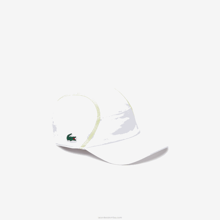 hombres Lacoste 6F242142 blanco amarillo dvj gorra con panel de malla de tenis
