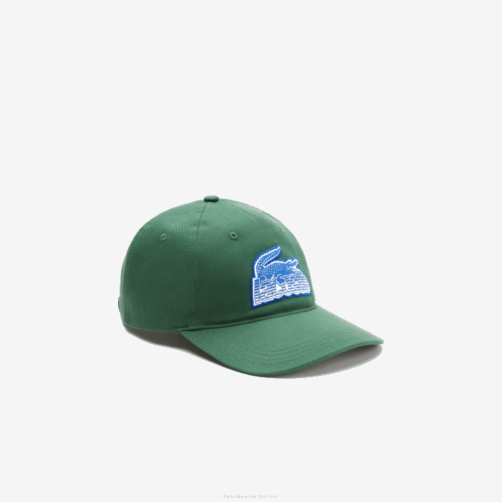 hombres Lacoste 6F242147 verde 132 gorra con parche de cocodrilo