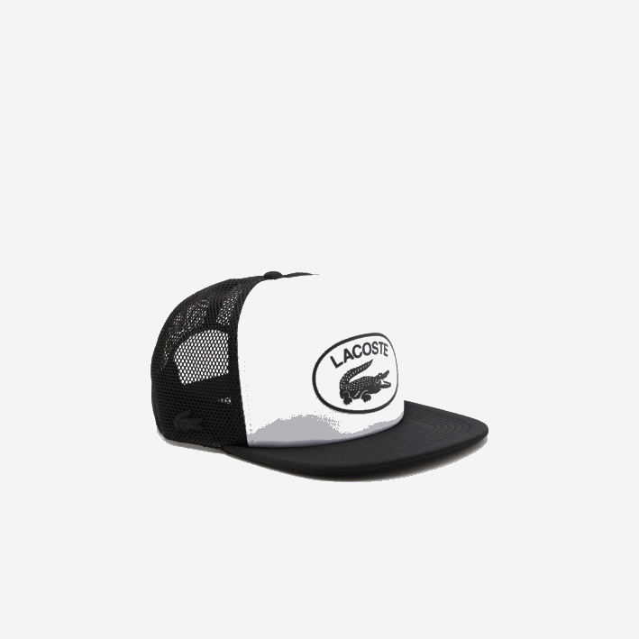 hombres Lacoste 6F242162 blanco negro 258 gorro de malla y neopreno hombres Lacoste 6F242162 blanco negro 258 gorro de malla y neopreno