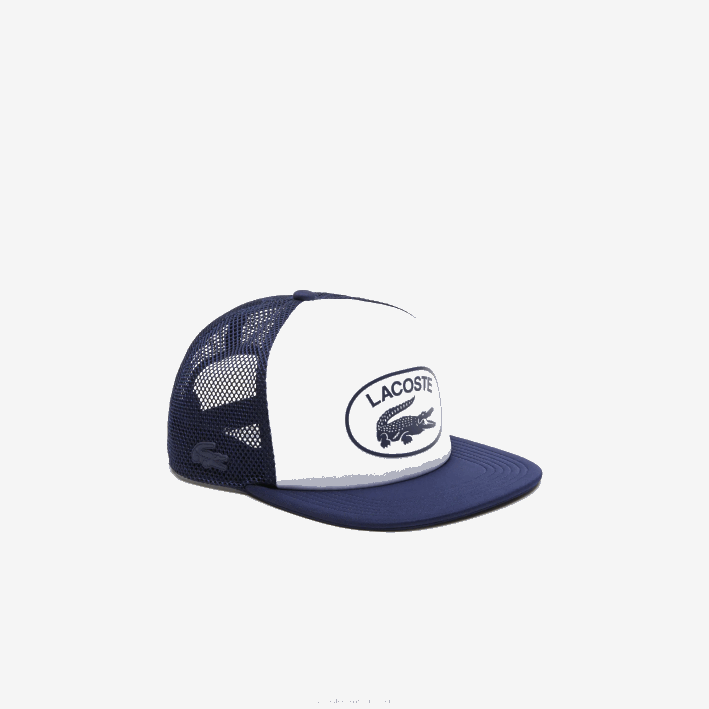 hombres Lacoste 6F242164 azul marino blanco 525 gorro de malla y neopreno hombres Lacoste 6F242164 azul marino blanco 525 gorro de malla y neopreno