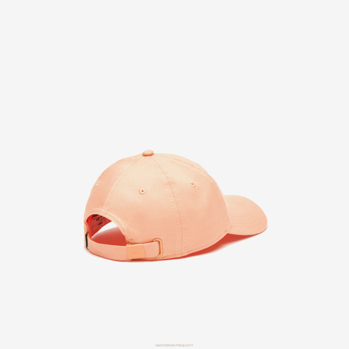 hombres Lacoste 6F242177 naranja claro heb gorra de sarga de algodón orgánico ajustable