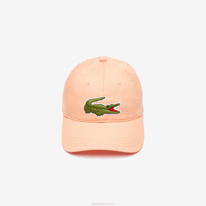 hombres Lacoste 6F242177 naranja claro heb gorra de sarga de algodón orgánico ajustable
