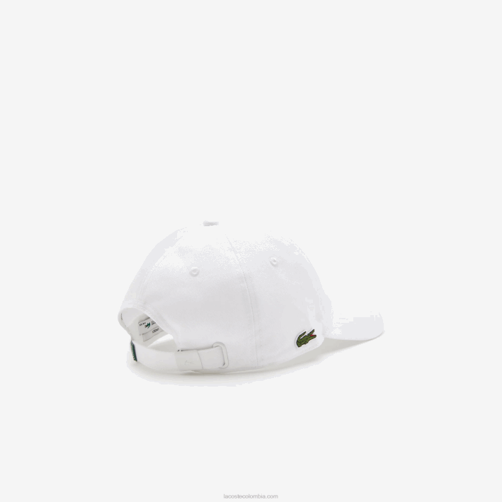 hombres Lacoste 6F242180 blanco 001 gorra de sarga de algodón orgánico
